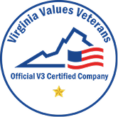 Virginia Values Veterans V3 Certified Company logo, recognizing Waterfront Training Solutions' commitment to veterans.