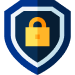 Blue shield with padlock ensuring secure mission readiness
