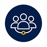 Icon of three connected people, symbolizing teamwork for mission readiness.