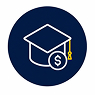 Graduation cap with dollar sign icon, representing educational funding for mission readiness.