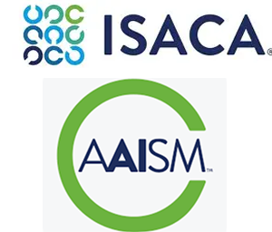 ISACA and AAISM logos for AI Security Management certification.