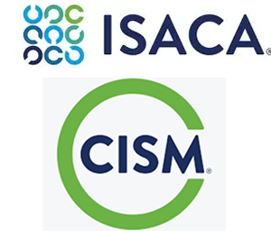 ISACA and CISM certification logos.