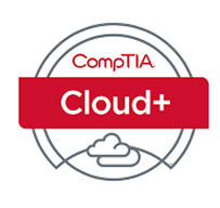 Official CompTIA Cloud+ certification logo for professionals skilled in cloud infrastructure.
